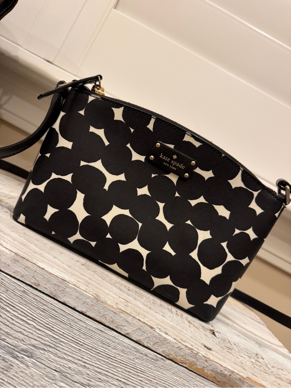 kate spade Black & Cream Dot-Pattern Crossbody Bag